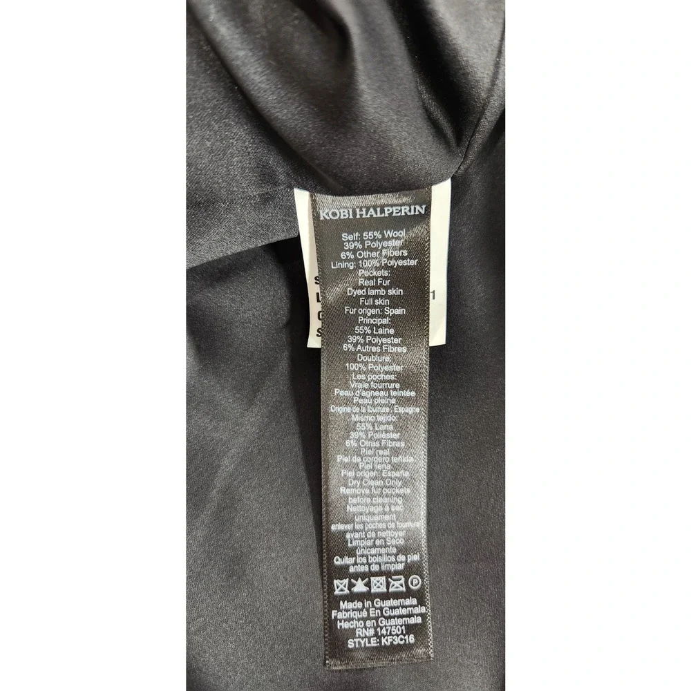 Kobi Halperin Women's Channing Genuine Shearling Trim Black Wool Blend Coat, Sm - Picture 13 of 15